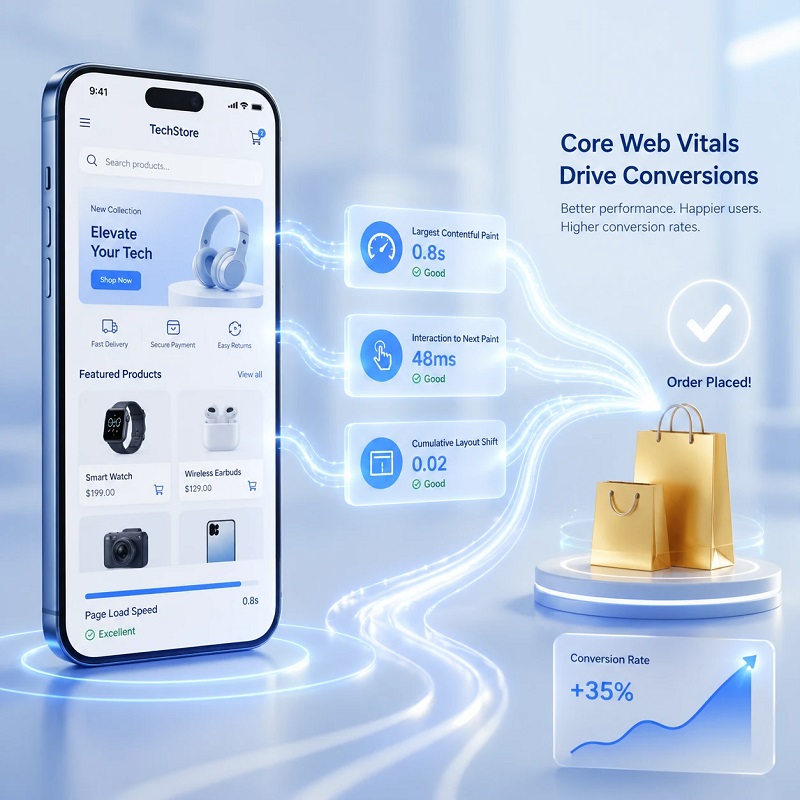 اثر Core Web Vitals بر نرخ تبدیل فروشگاه‌های آنلاین